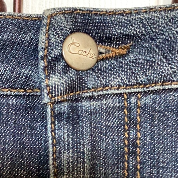 Cache Vintage Denim Skirt w/ Leopard/Lace/Crystal Embellishments - Picture 9 of 11